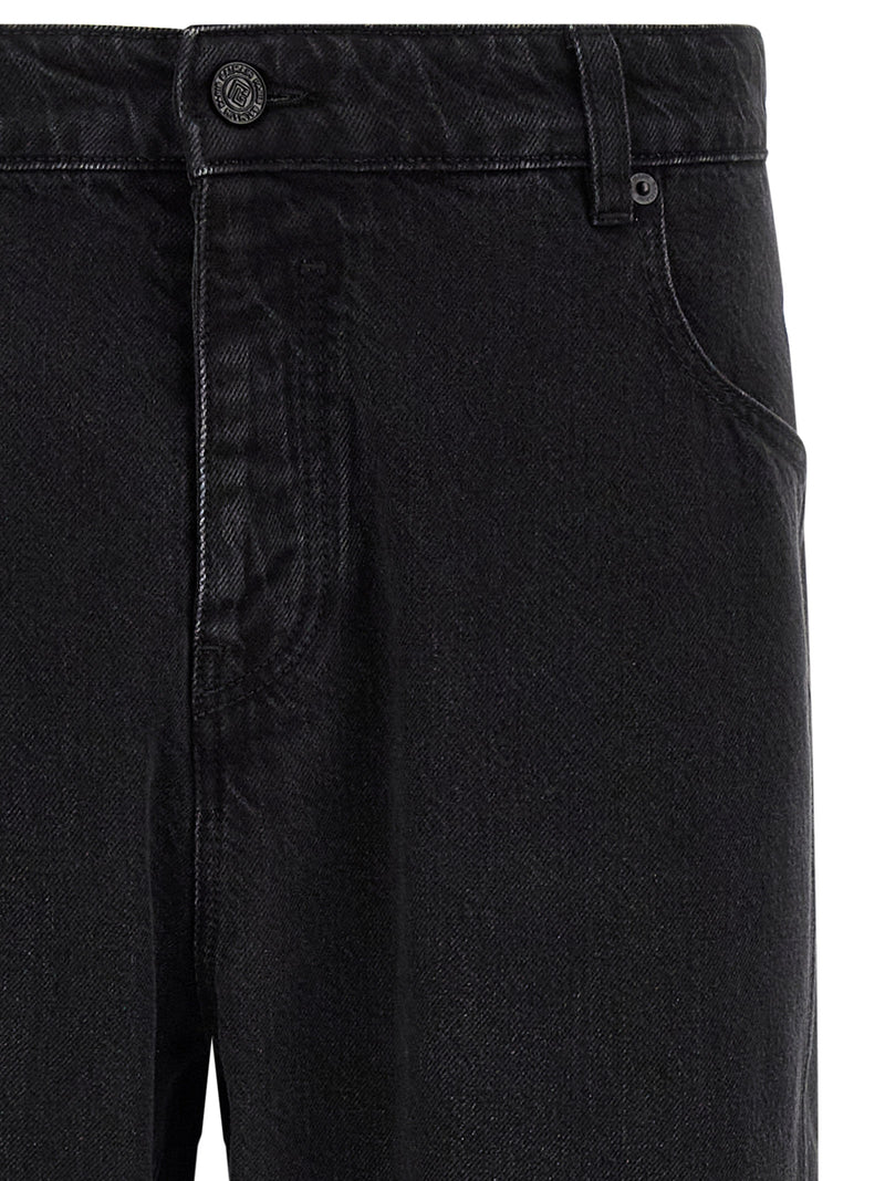 Balmain Black Cotton Straight-Leg Jeans