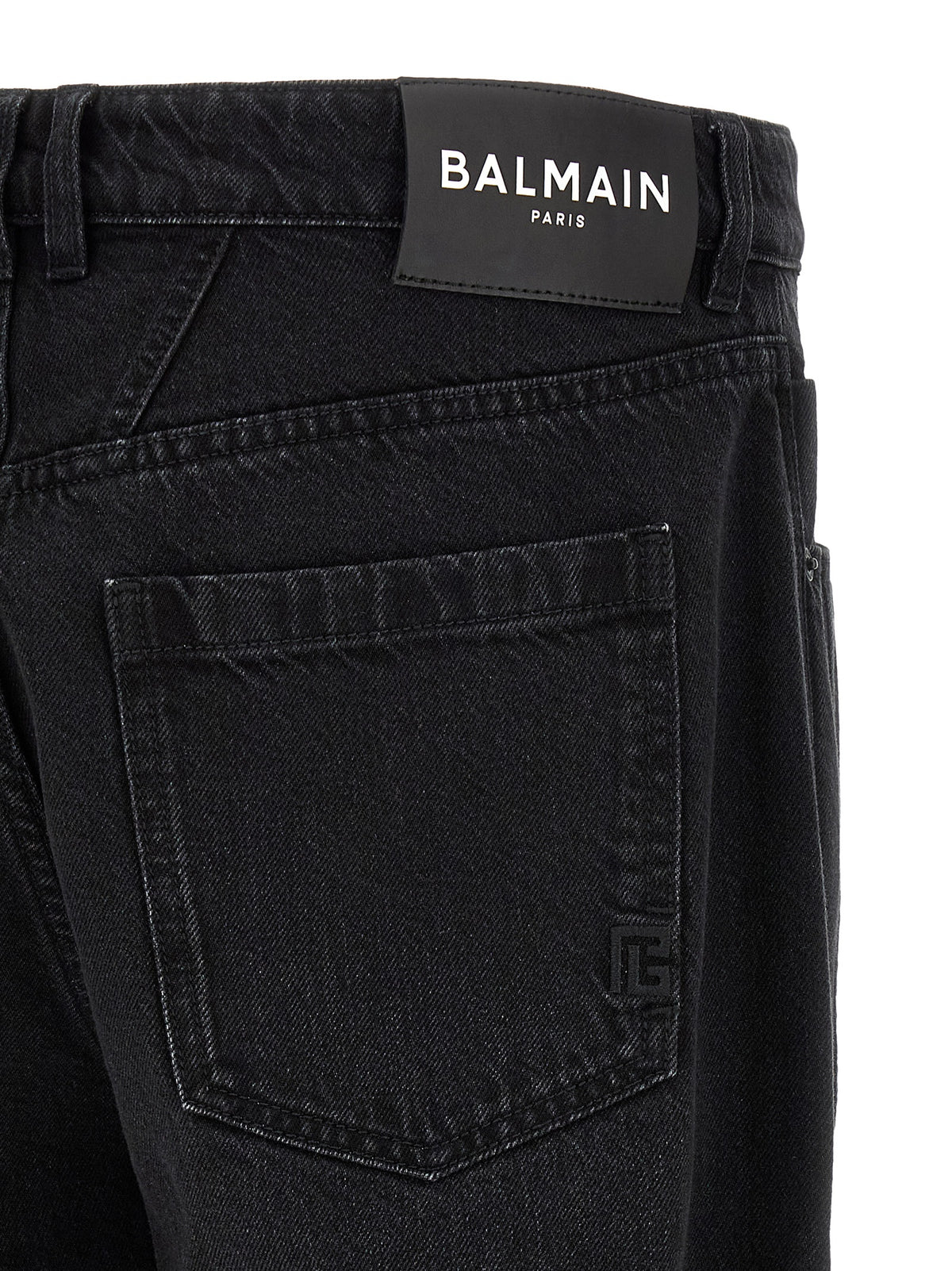 Balmain Jean Droit en Coton Noir