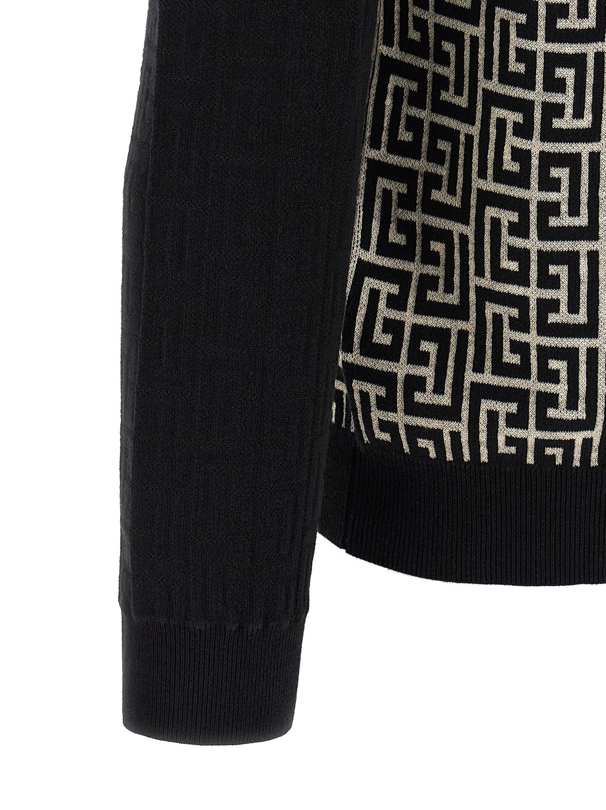 Cardigan bicolore en coton Balmain