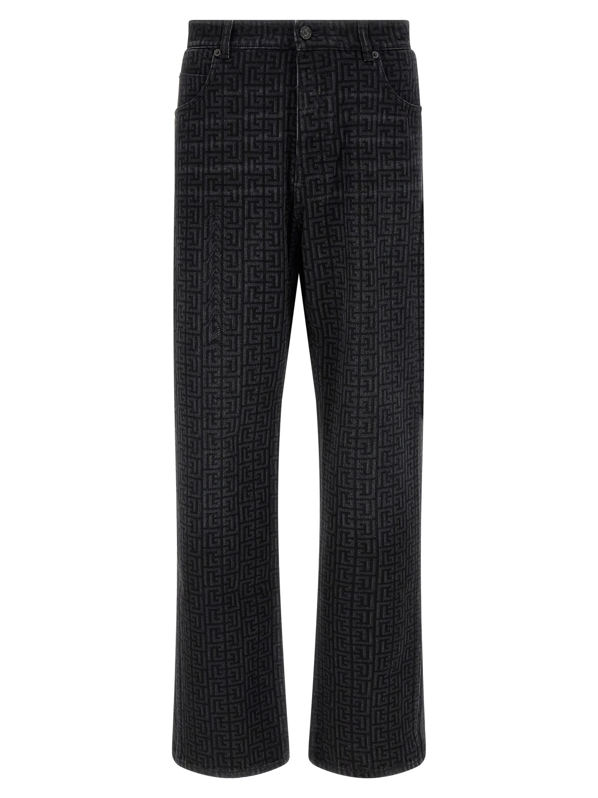 Balmain Jean Droit en Coton Noir