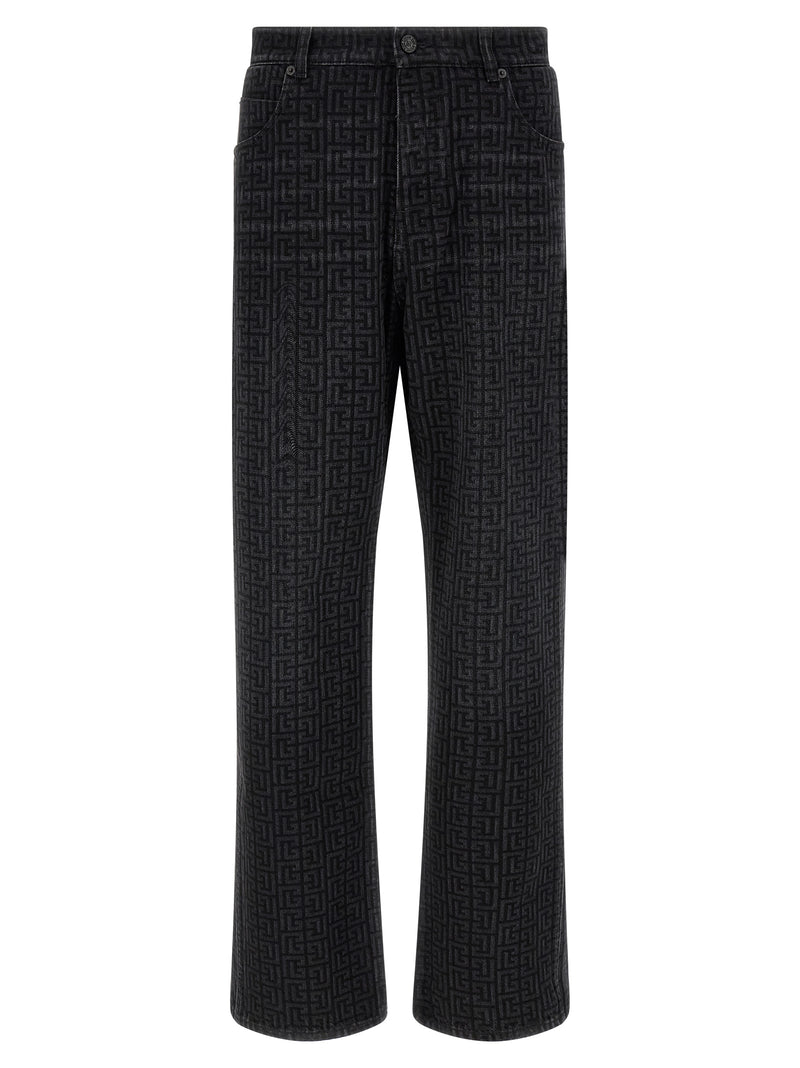 Balmain Black Cotton Straight-Leg Jeans