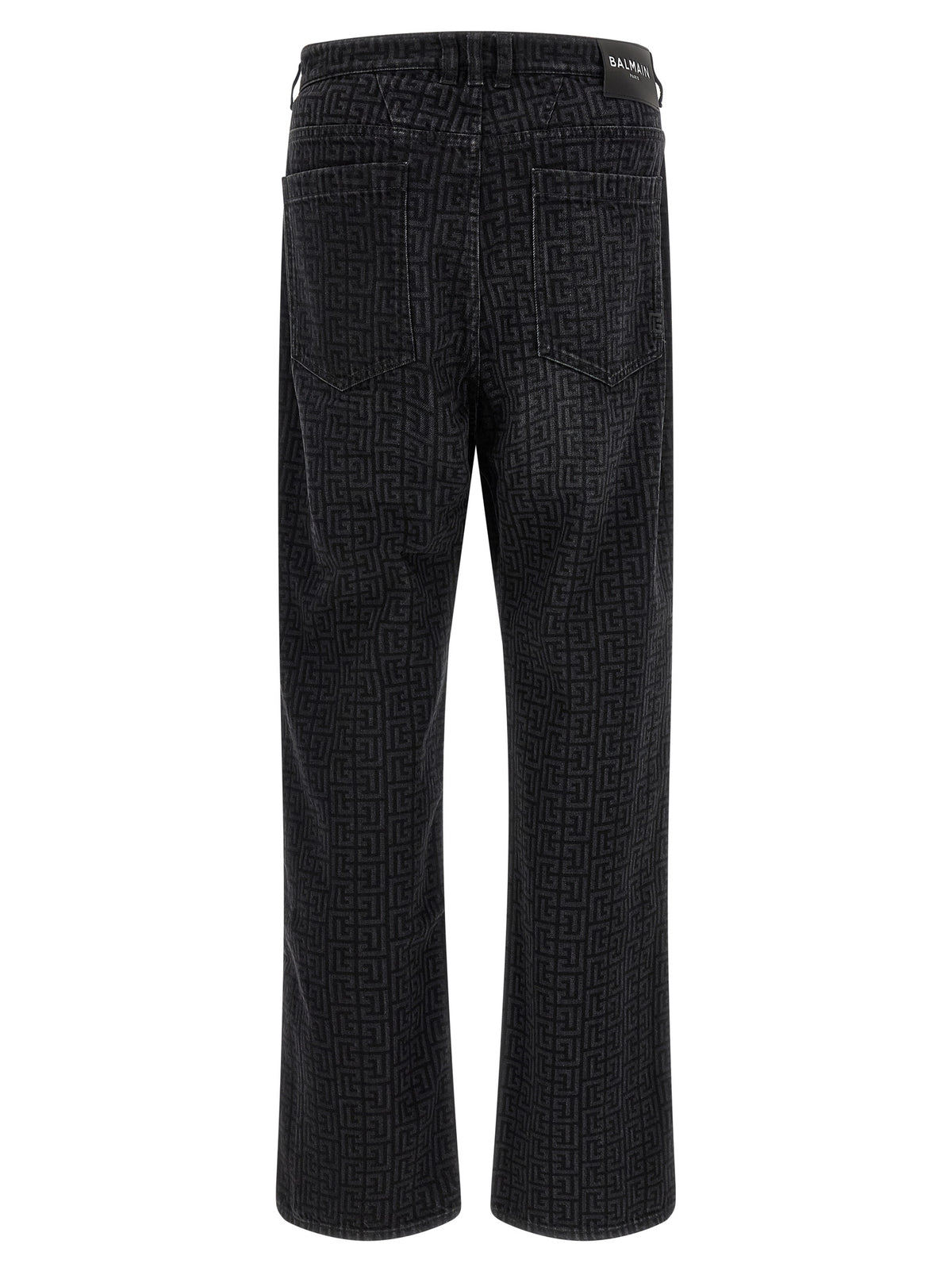 Balmain Jean Droit en Coton Noir