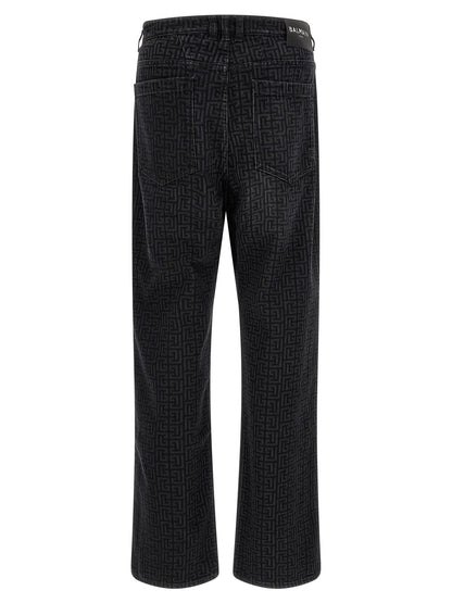 Balmain Black Cotton Straight-Leg Jeans