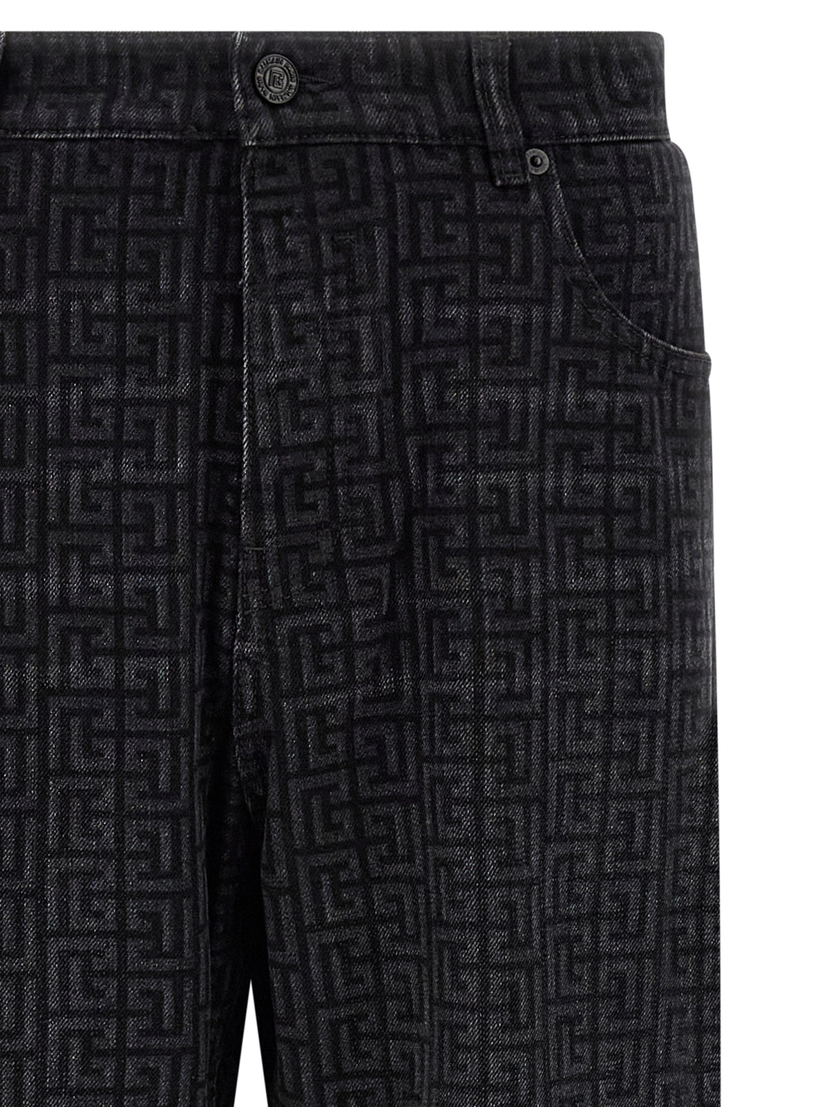 Balmain Jean Droit en Coton Noir