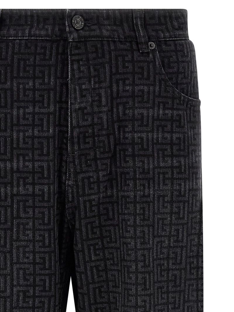 Balmain Black Cotton Straight-Leg Jeans
