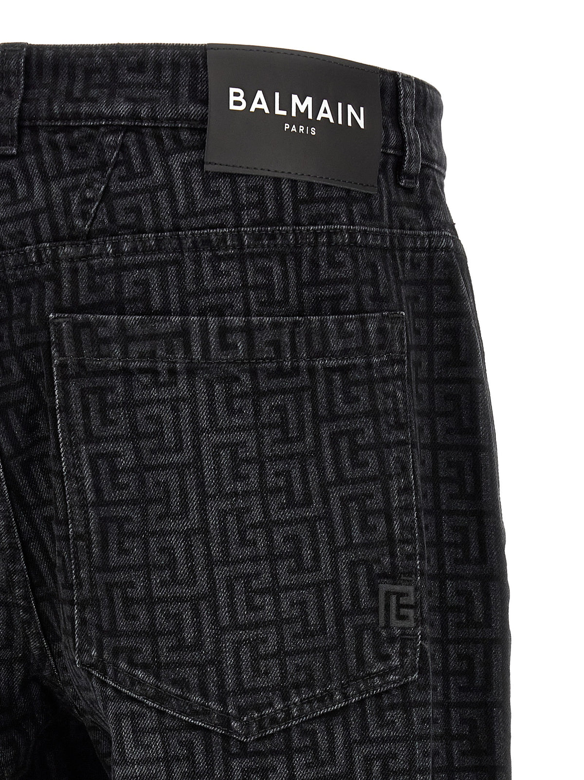Balmain Jean Droit en Coton Noir