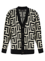 Cardigan bicolore Balmain en laine mérinos