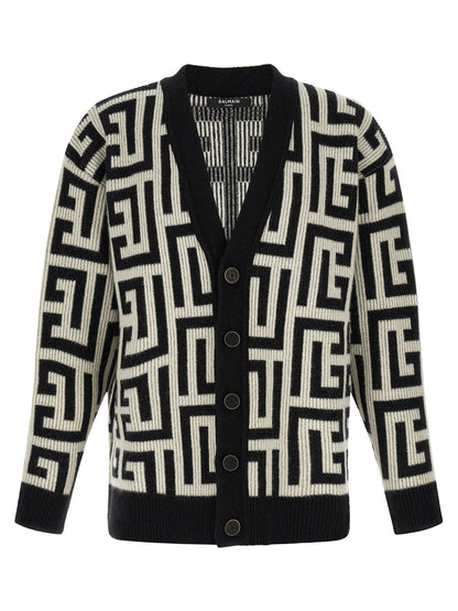 Balmain Bicolor Merino Wool Cardigan