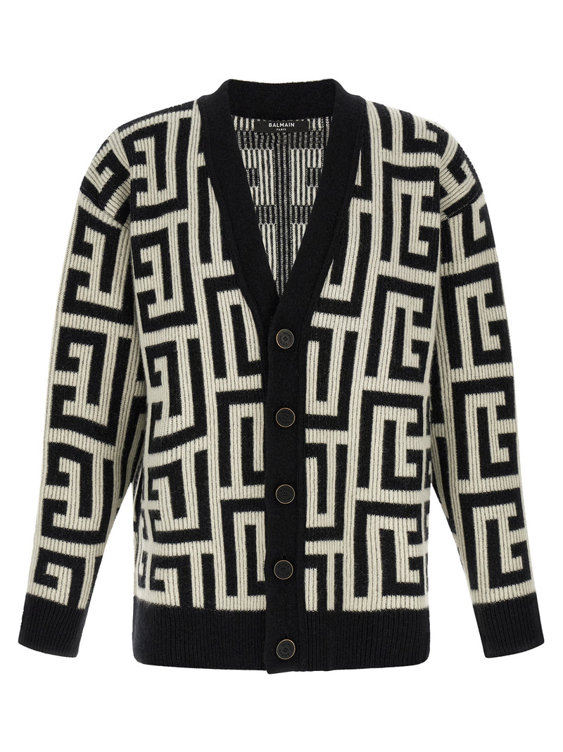 Balmain Bicolor Merino Wool Cardigan