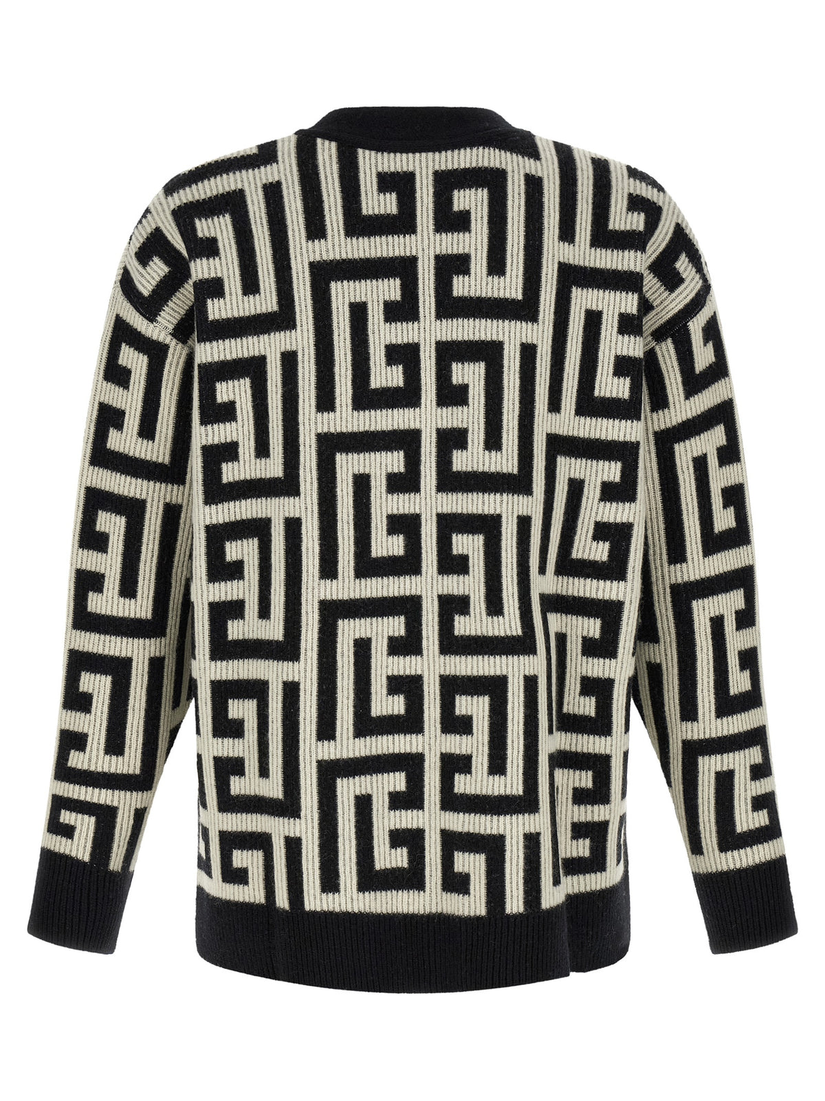 Cardigan bicolore Balmain en laine mérinos