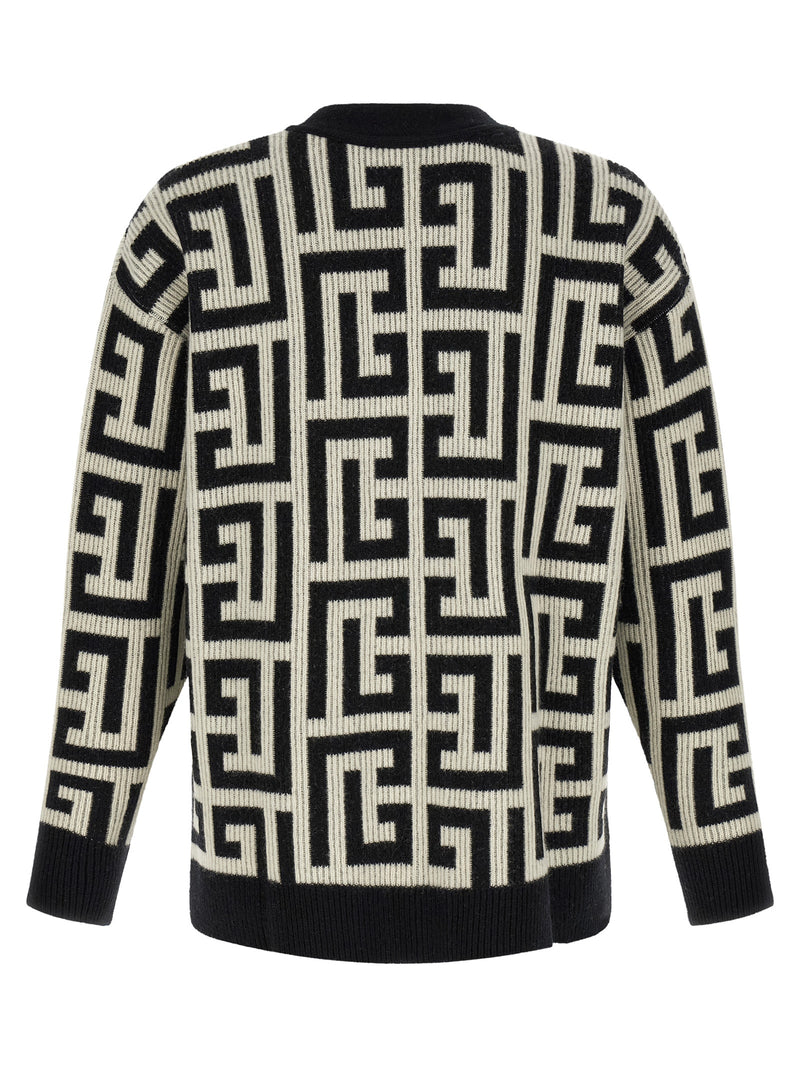 Balmain Bicolor Merino Wool Cardigan