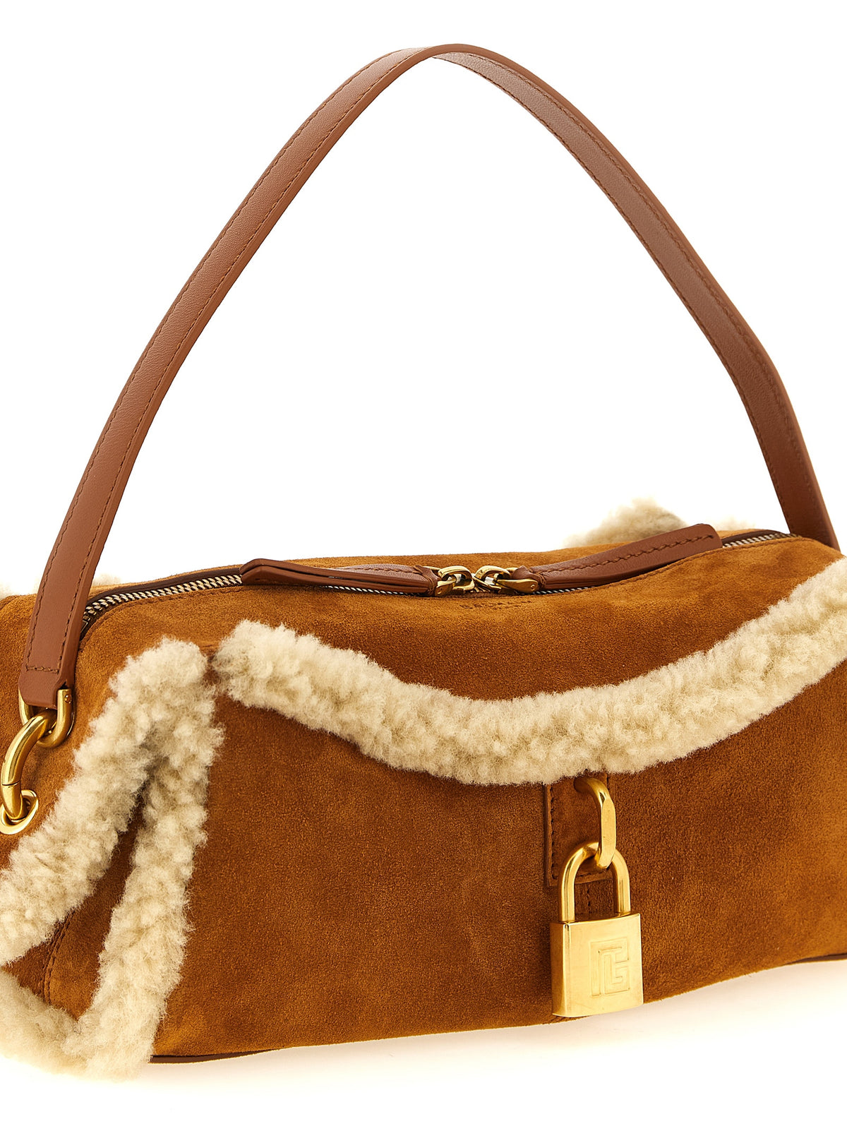 Sac Balmain en cuir de veau marron