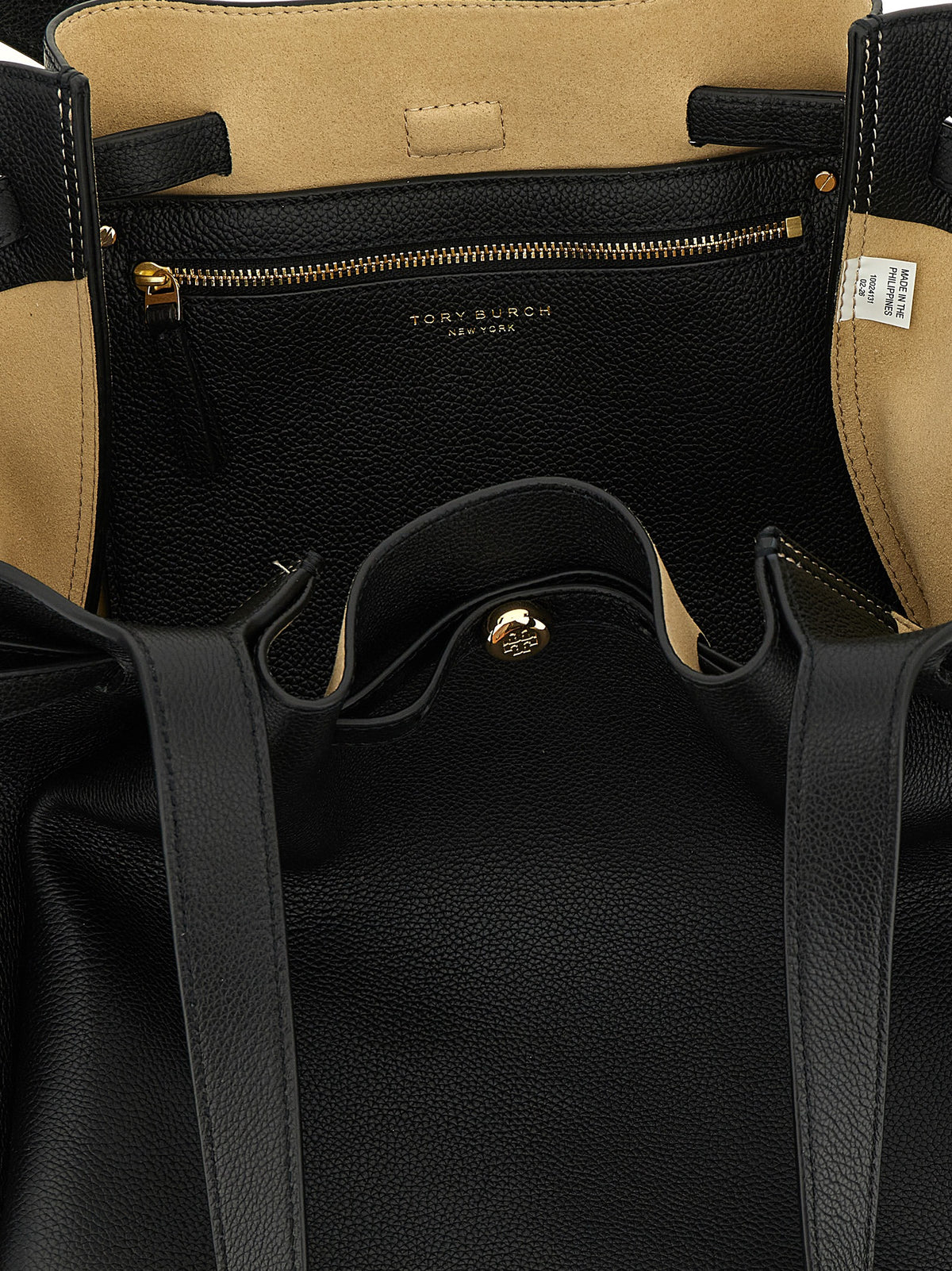 Sac cabas en cuir de vachette noir Tory Burch