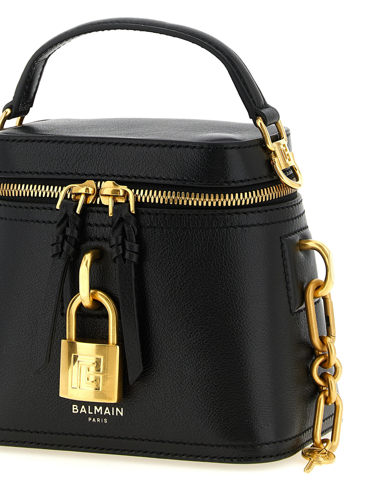 Sac à main Balmain en cuir de buffle noir