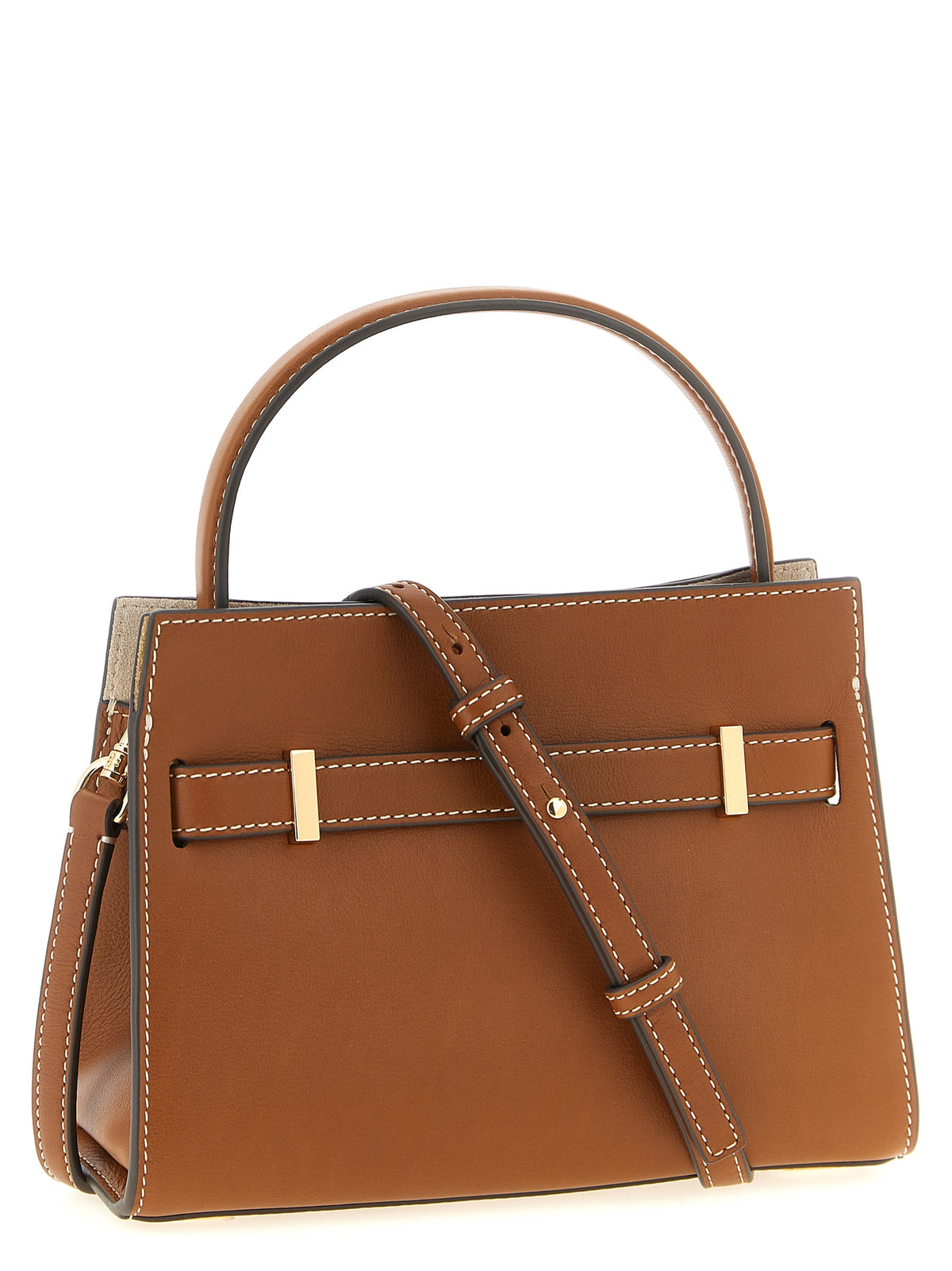 Sac bandoulière en cuir de vachette marron Tory Burch