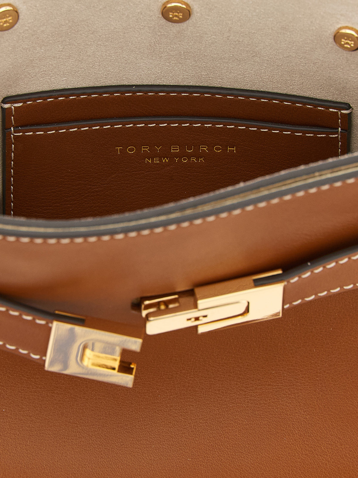 Sac bandoulière en cuir de vachette marron Tory Burch
