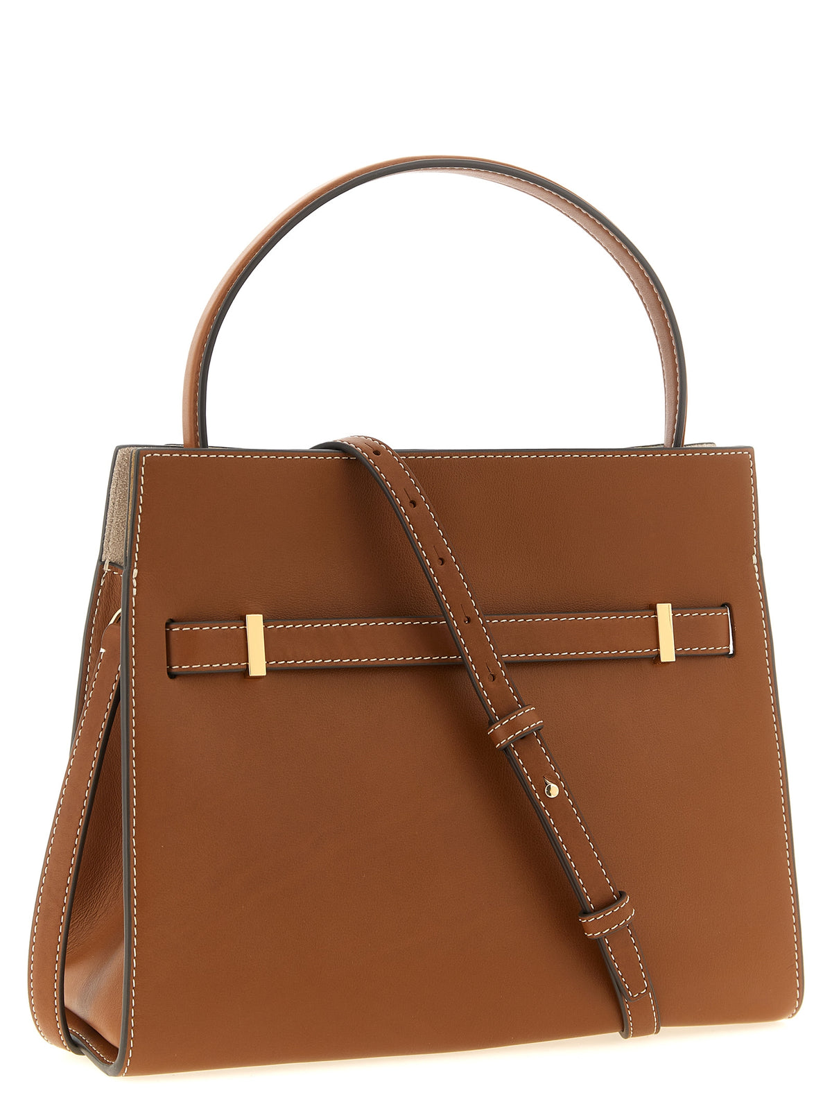Sac bandoulière en cuir de vachette marron Tory Burch