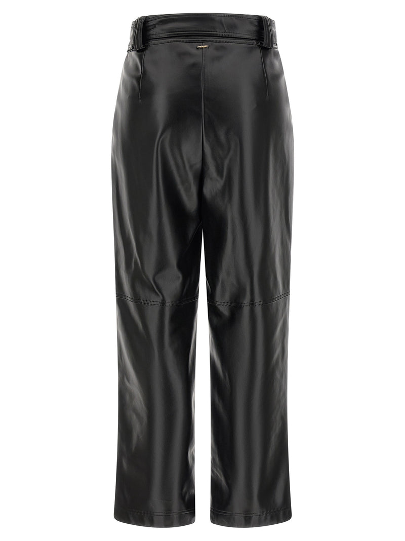 Twinset Black Polyester Cropped Pants