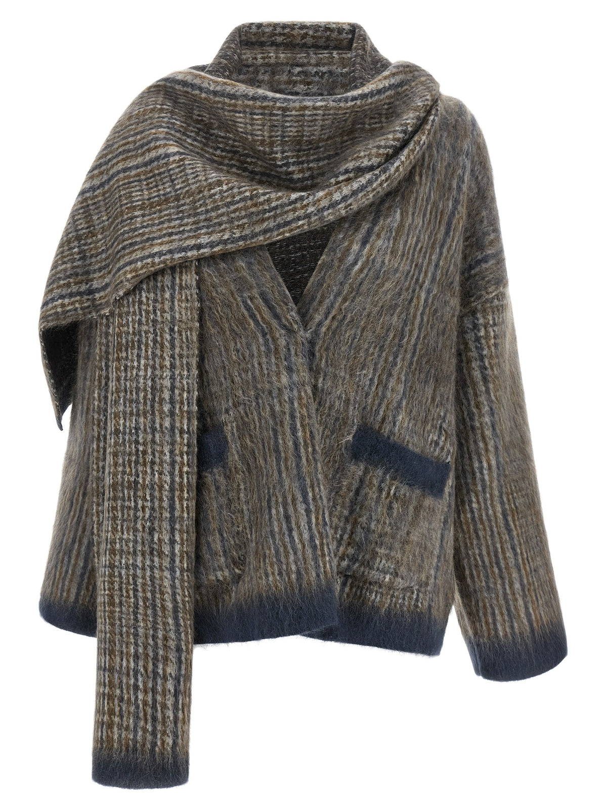 Cardigan en laine gris Brunello Cucinelli
