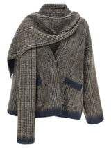 Cardigan en laine gris Brunello Cucinelli