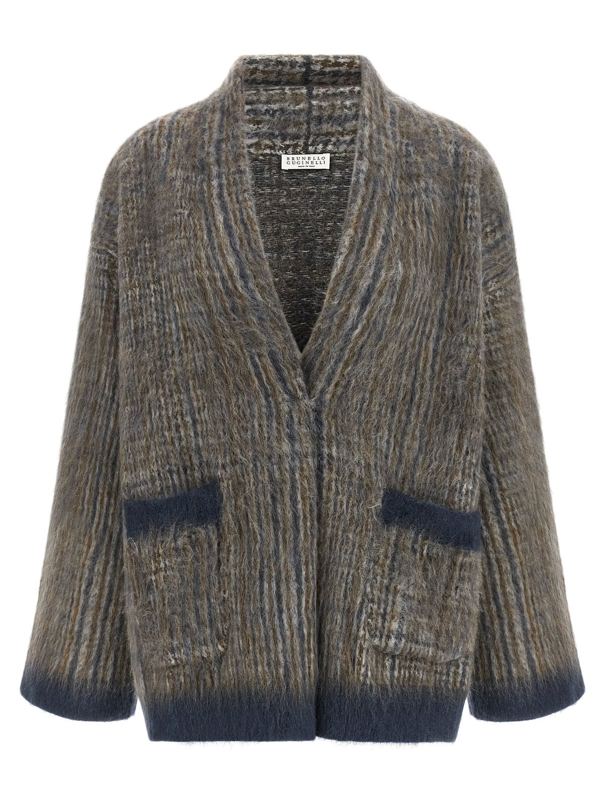 Cardigan en laine gris Brunello Cucinelli