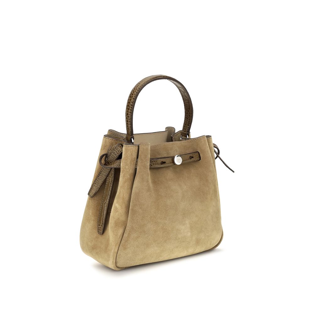 Sac seau en cuir suédé beige Tory Burch