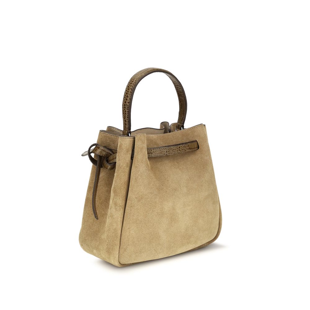 Sac seau en cuir suédé beige Tory Burch