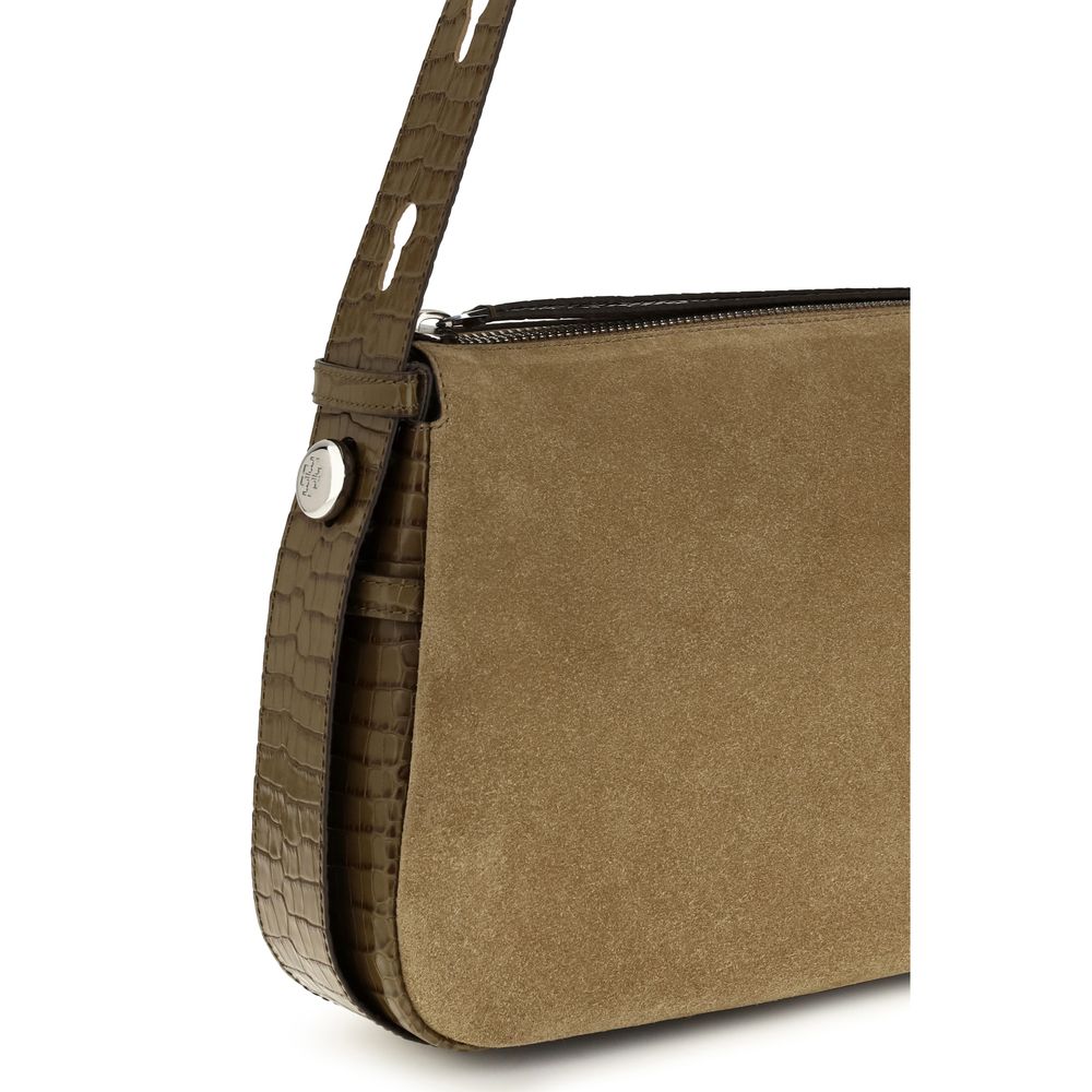 Sac à bandoulière en cuir suédé beige Tory Burch