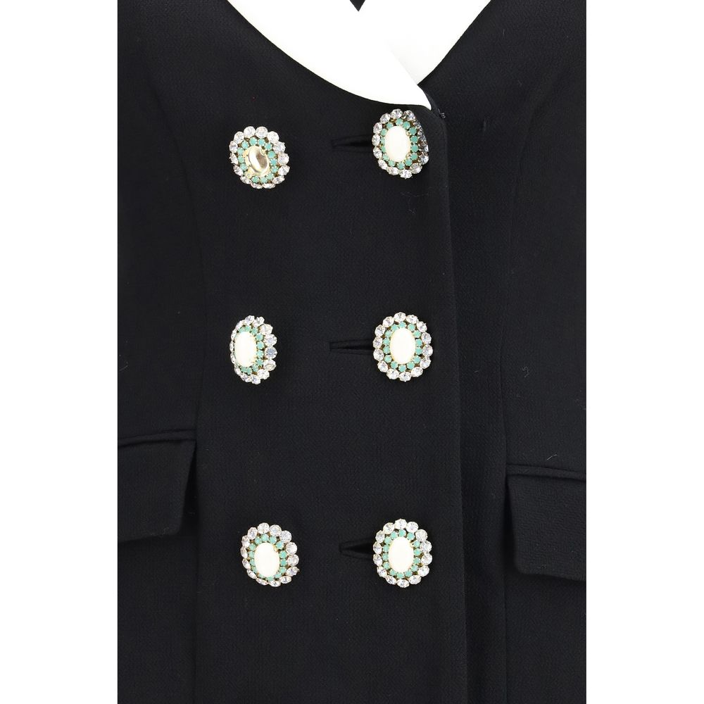 Self-Portrait Blazer noir en laine Oves Aries