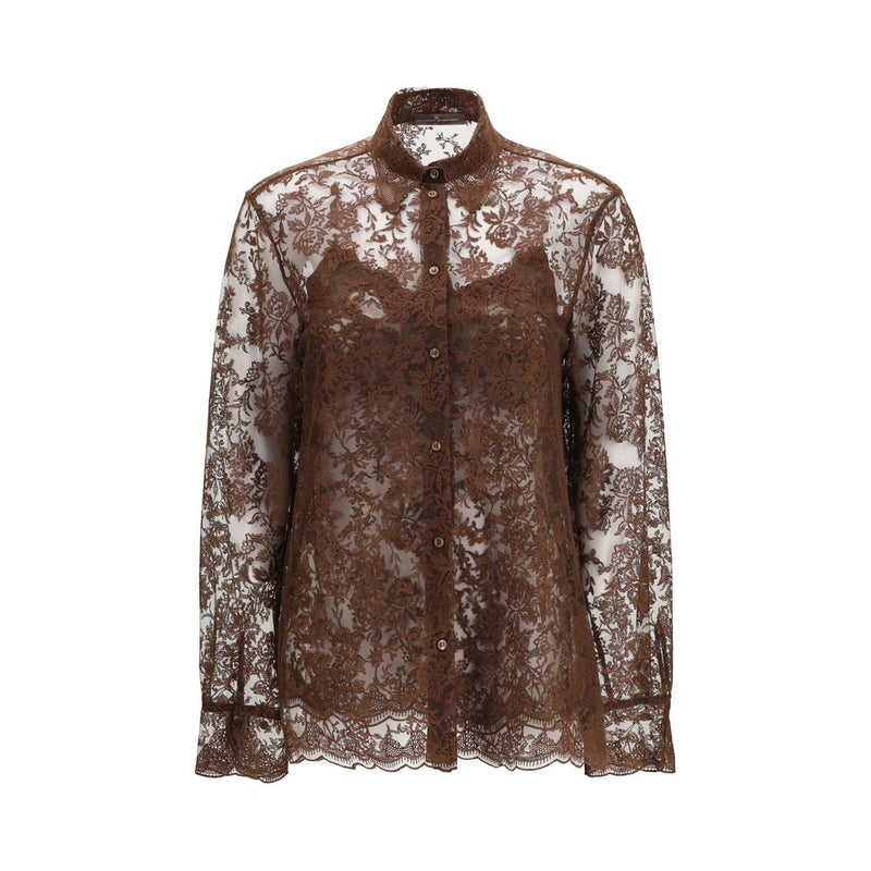 Ermanno Scervino Brown Polyester Pattern Shirt