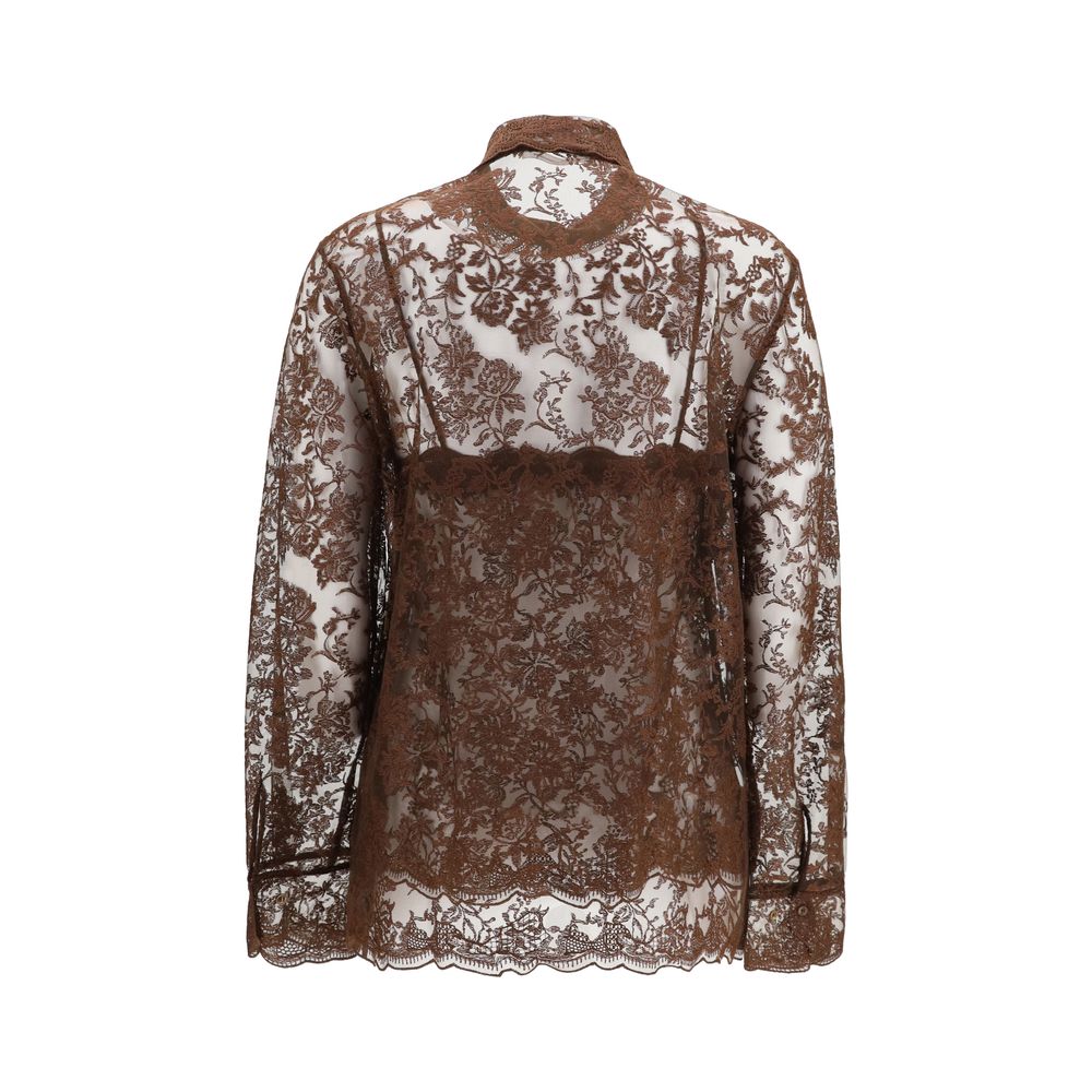 Chemise à motifs Ermanno Scervino en polyester marron