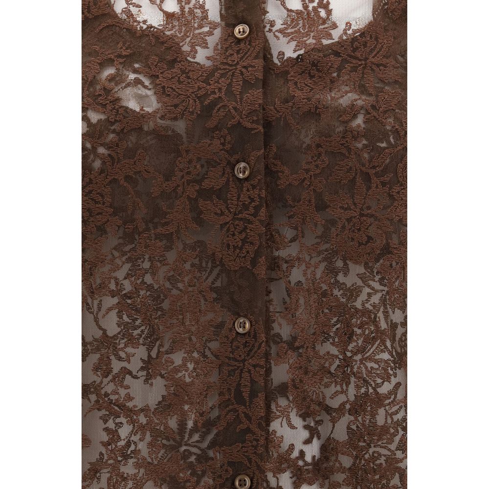 Chemise à motifs Ermanno Scervino en polyester marron