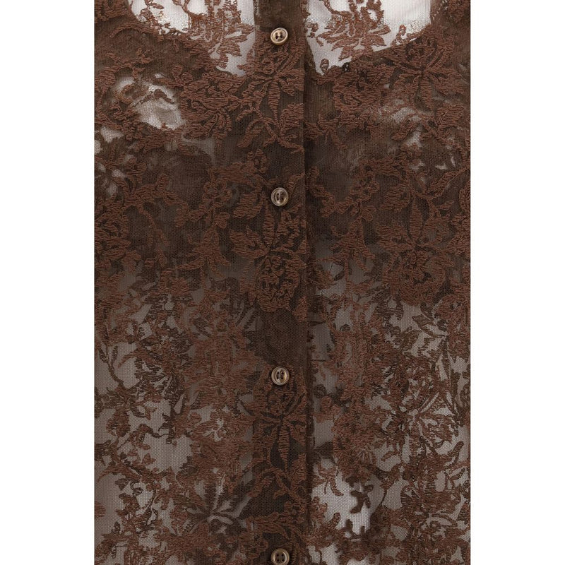 Ermanno Scervino Brown Polyester Pattern Shirt