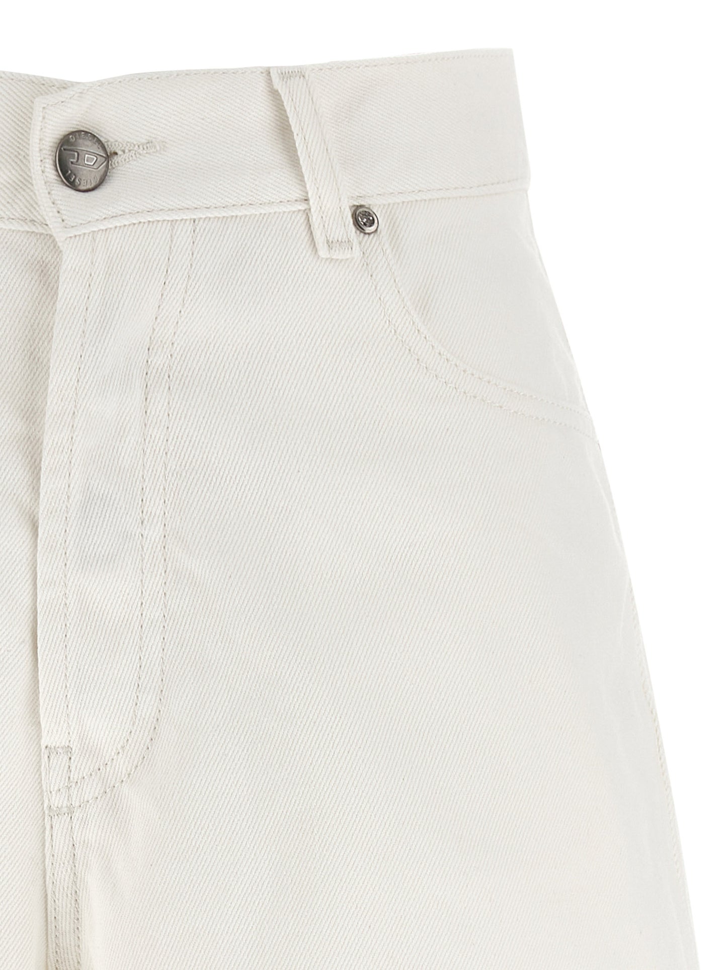 Diesel White Cotton Bermuda Shorts