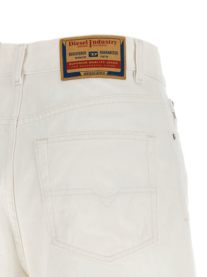 Diesel White Cotton Bermuda Shorts
