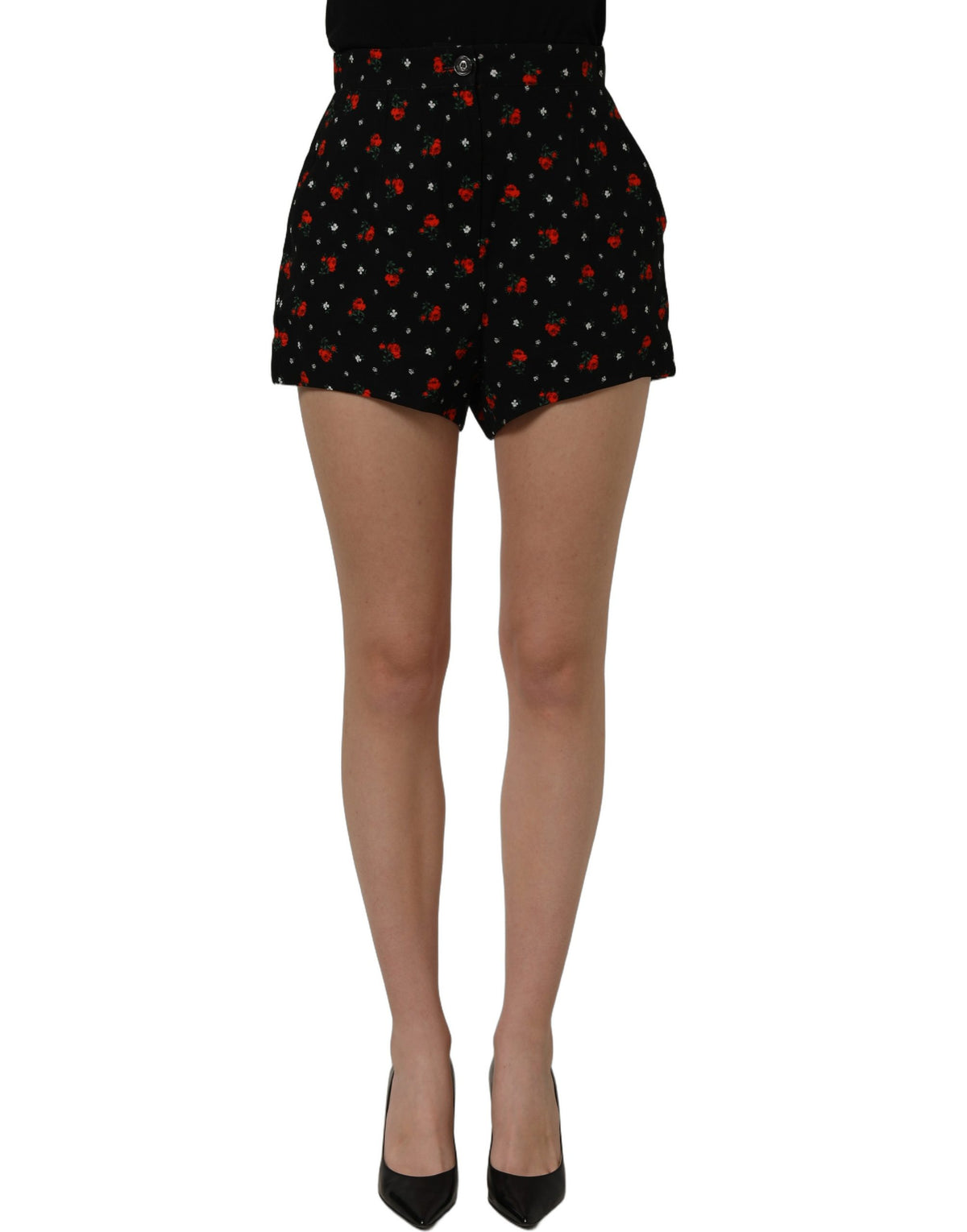 Shorts Dolce & Gabbana femme taille haute noirs à motif floral