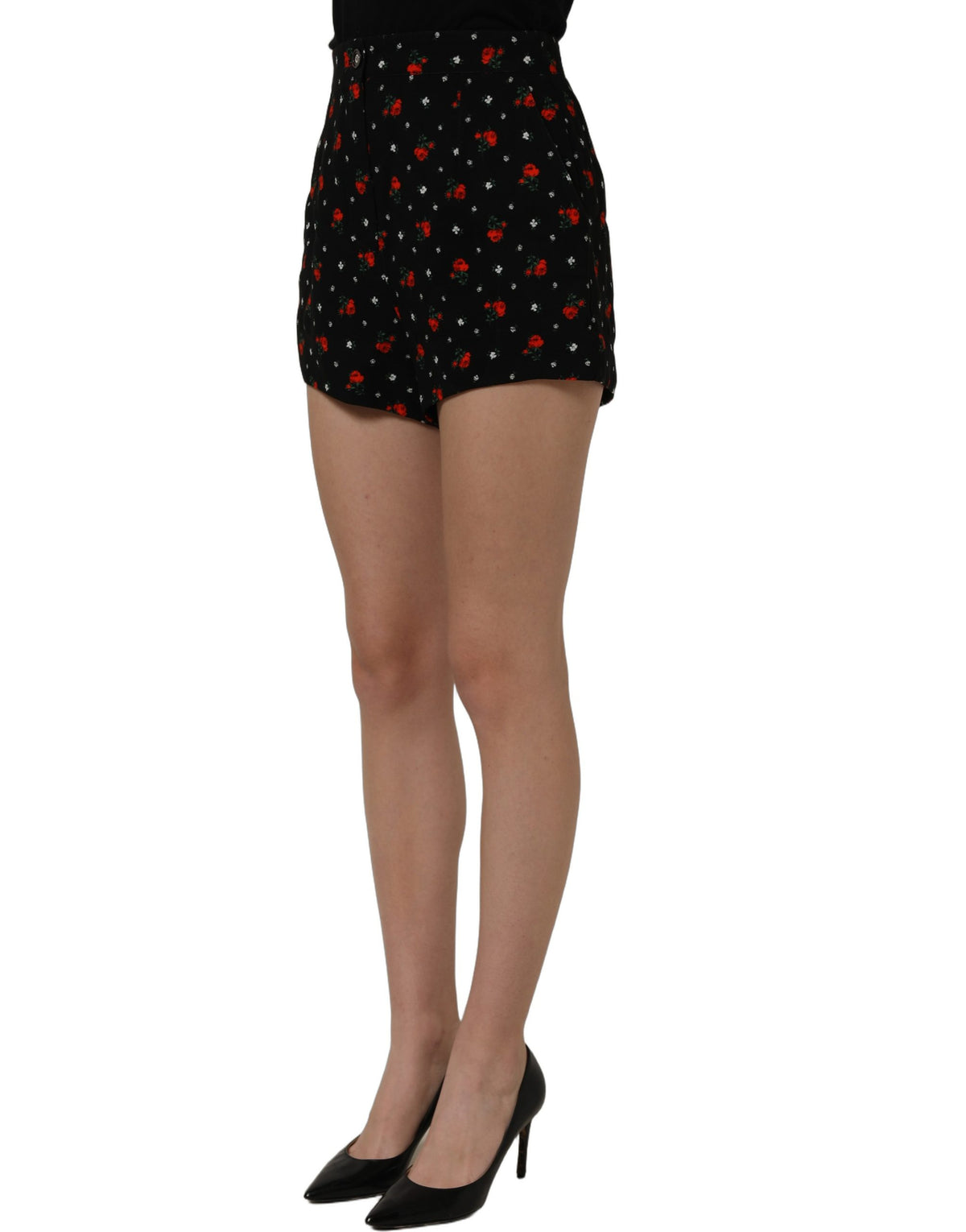 Shorts Dolce & Gabbana femme taille haute noirs à motif floral