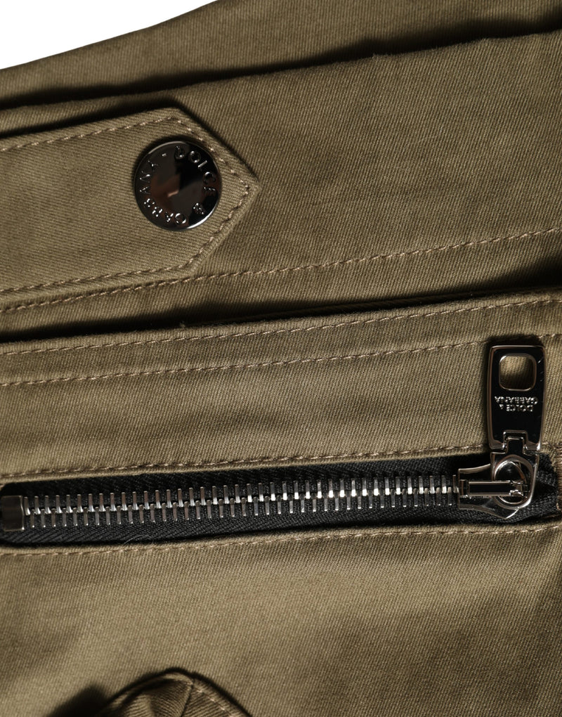 Dolce & Gabbana Green Cotton Mid Rise Cargo Hot Pants Shorts