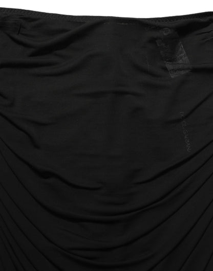 Dolce & Gabbana Black Viscose Mid Waist A-line Mini Skirt