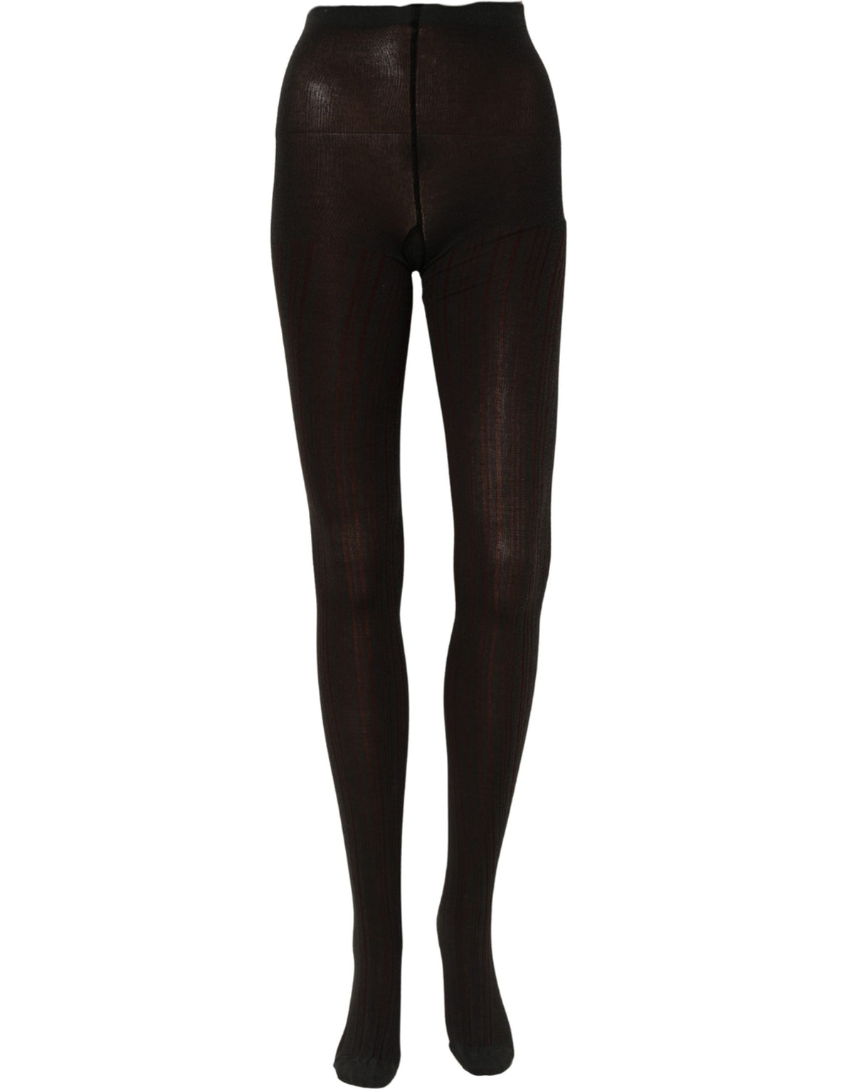 Dolce & Gabbana Chaussettes Collants en Laine Noire Taille Unique