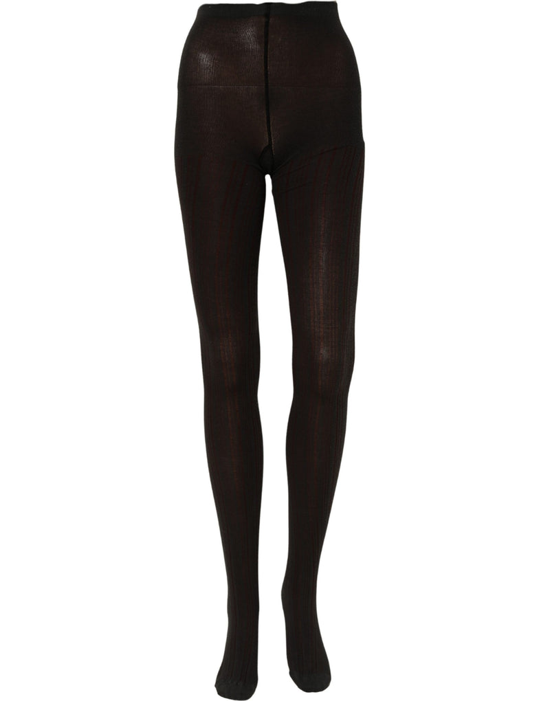 Dolce & Gabbana Socks Black Wool Tights Stocking Pantyhose One Size