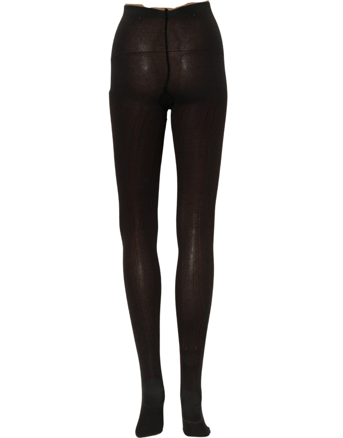 Dolce & Gabbana Chaussettes Collants en Laine Noire Taille Unique