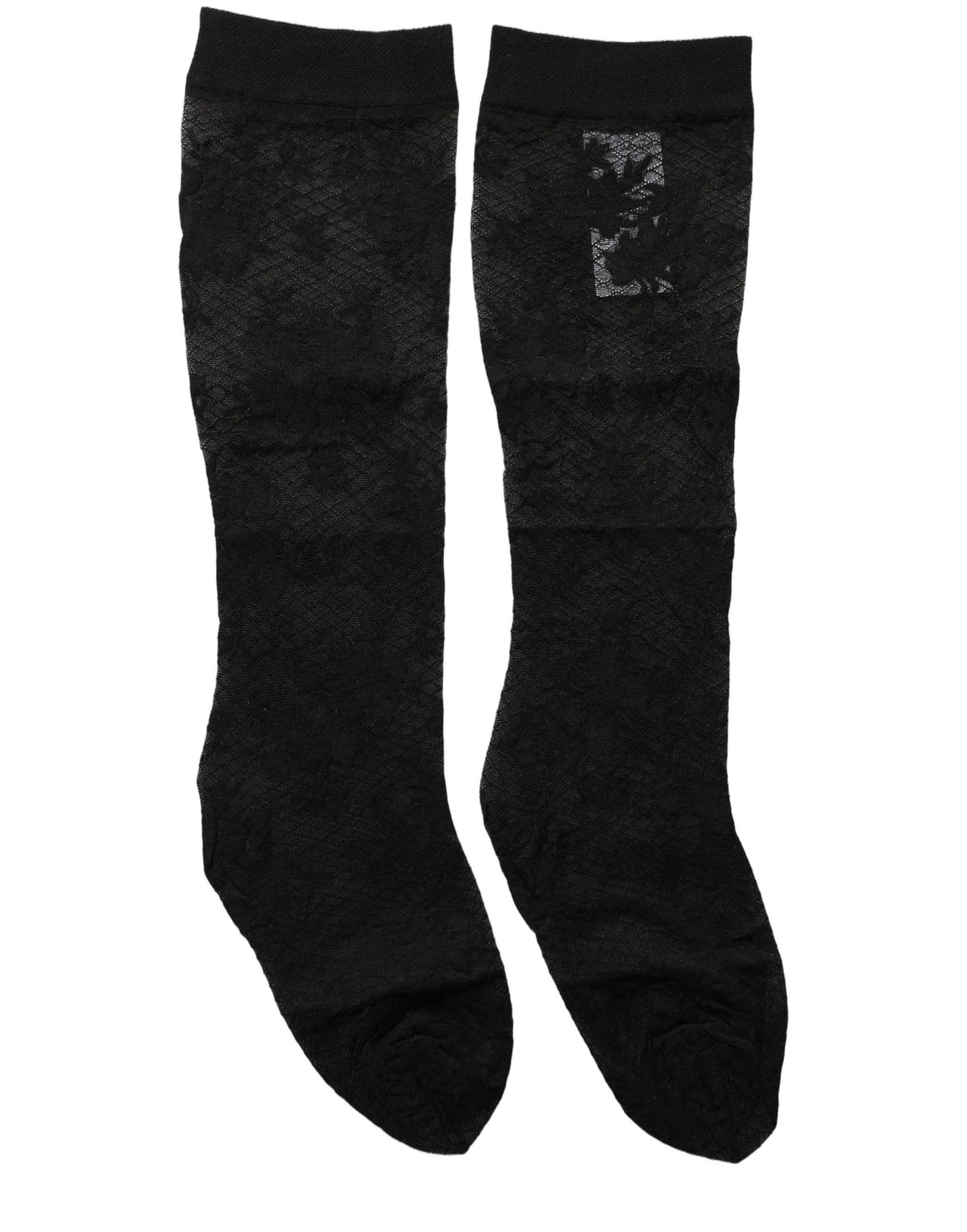 Chaussettes Bas en Nylon Élasthanne Dentelle Florale Noire Dolce & Gabbana