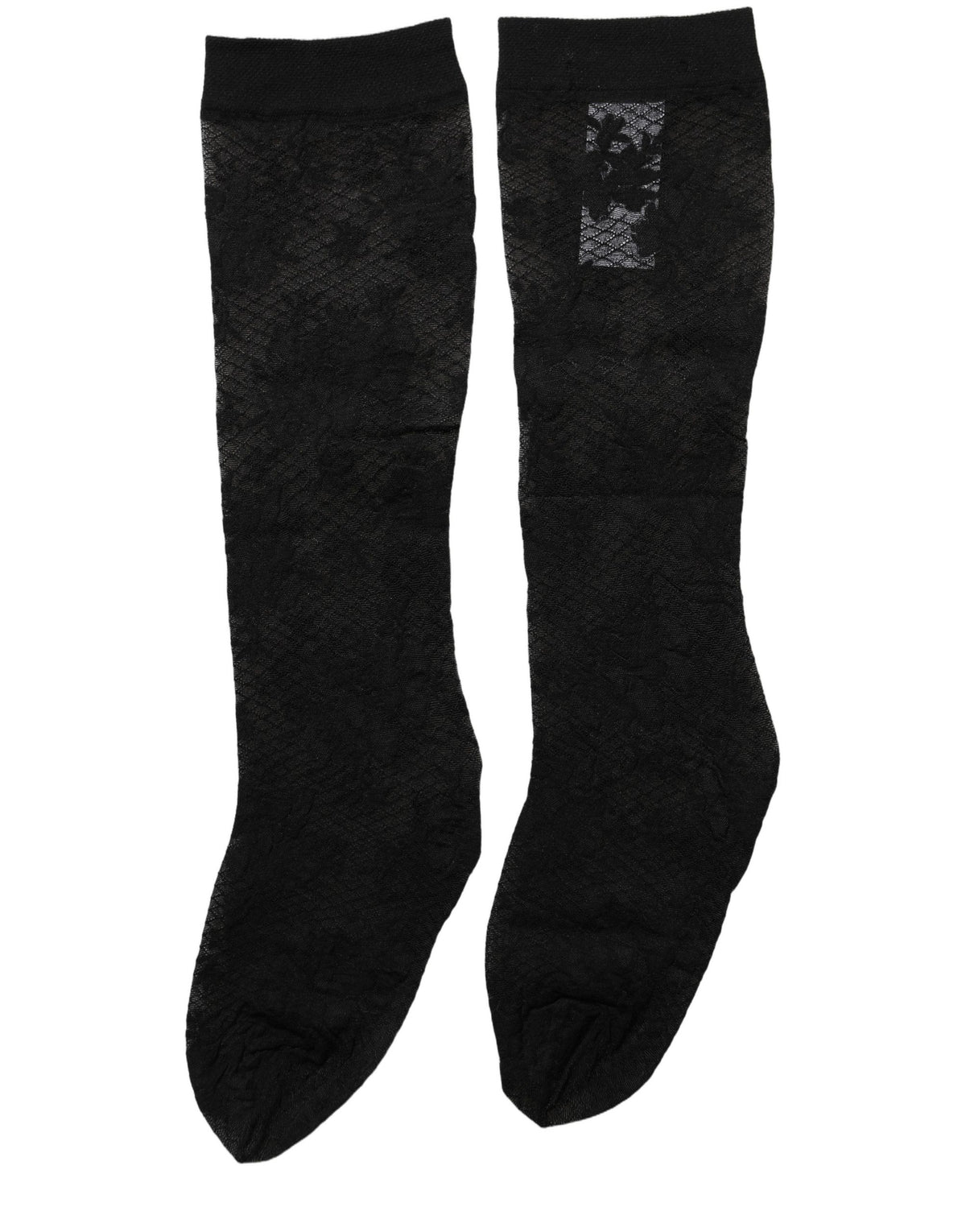 Chaussettes Bas en Nylon Élasthanne Dentelle Florale Noire Dolce & Gabbana