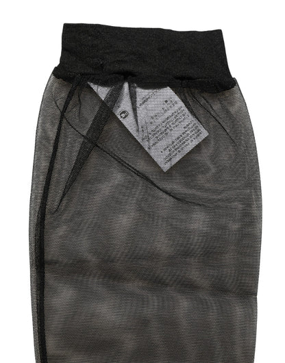 Dolce & Gabbana Black Nylon Mesh Sheer Calf Long Accessory Socks