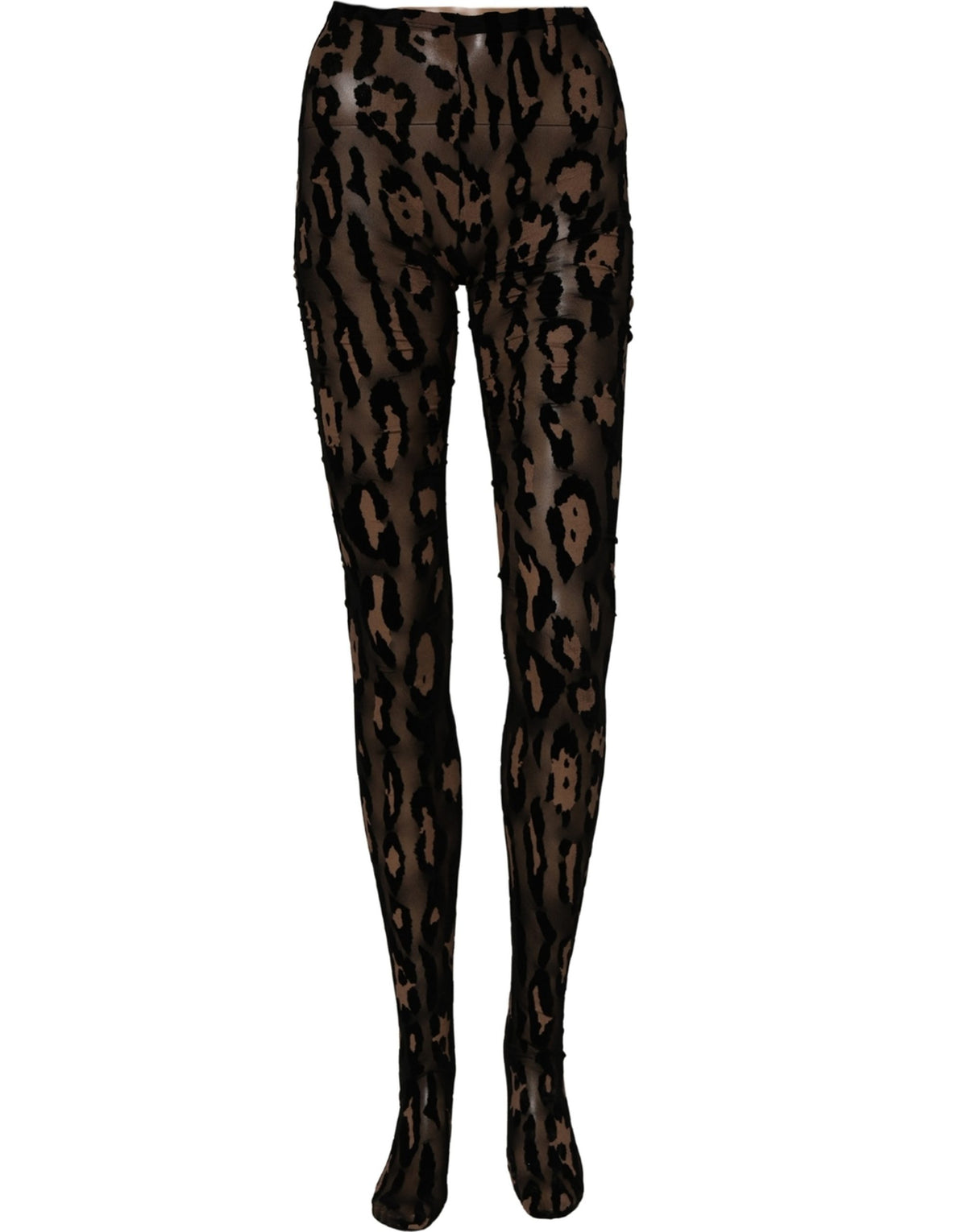 Collants bas chaussettes en nylon Dolce & Gabbana noirs à imprimé léopard