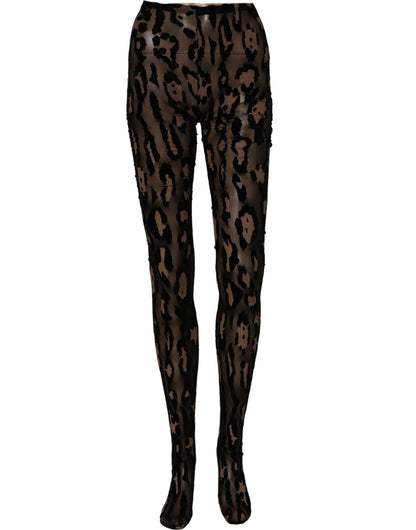 Dolce & Gabbana Black Leopard Nylon Tights Stocking Pantyhose Socks