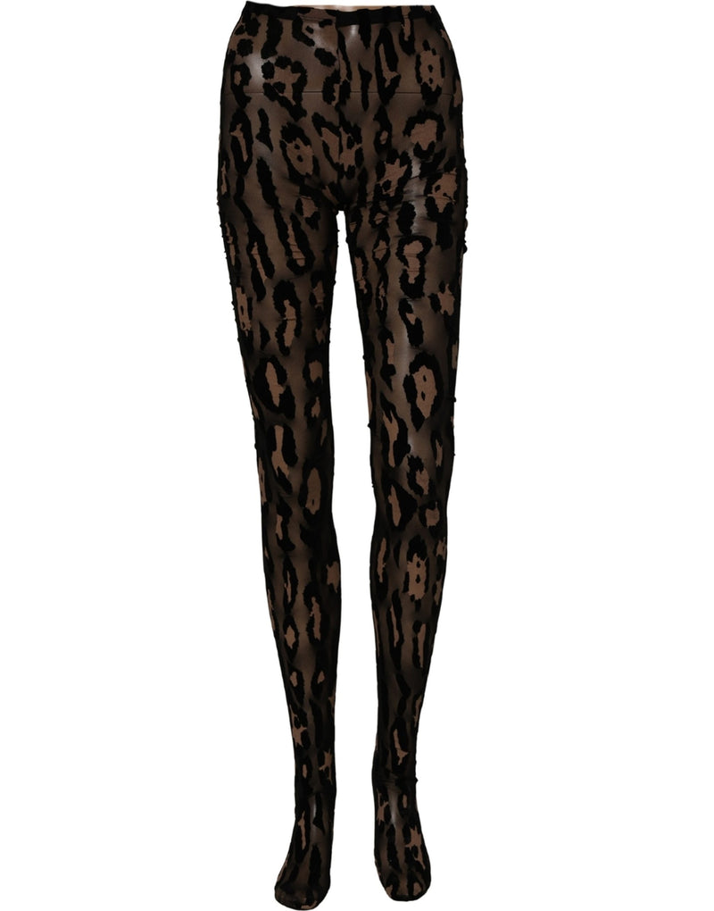 Dolce & Gabbana Black Leopard Nylon Tights Stocking Pantyhose Socks