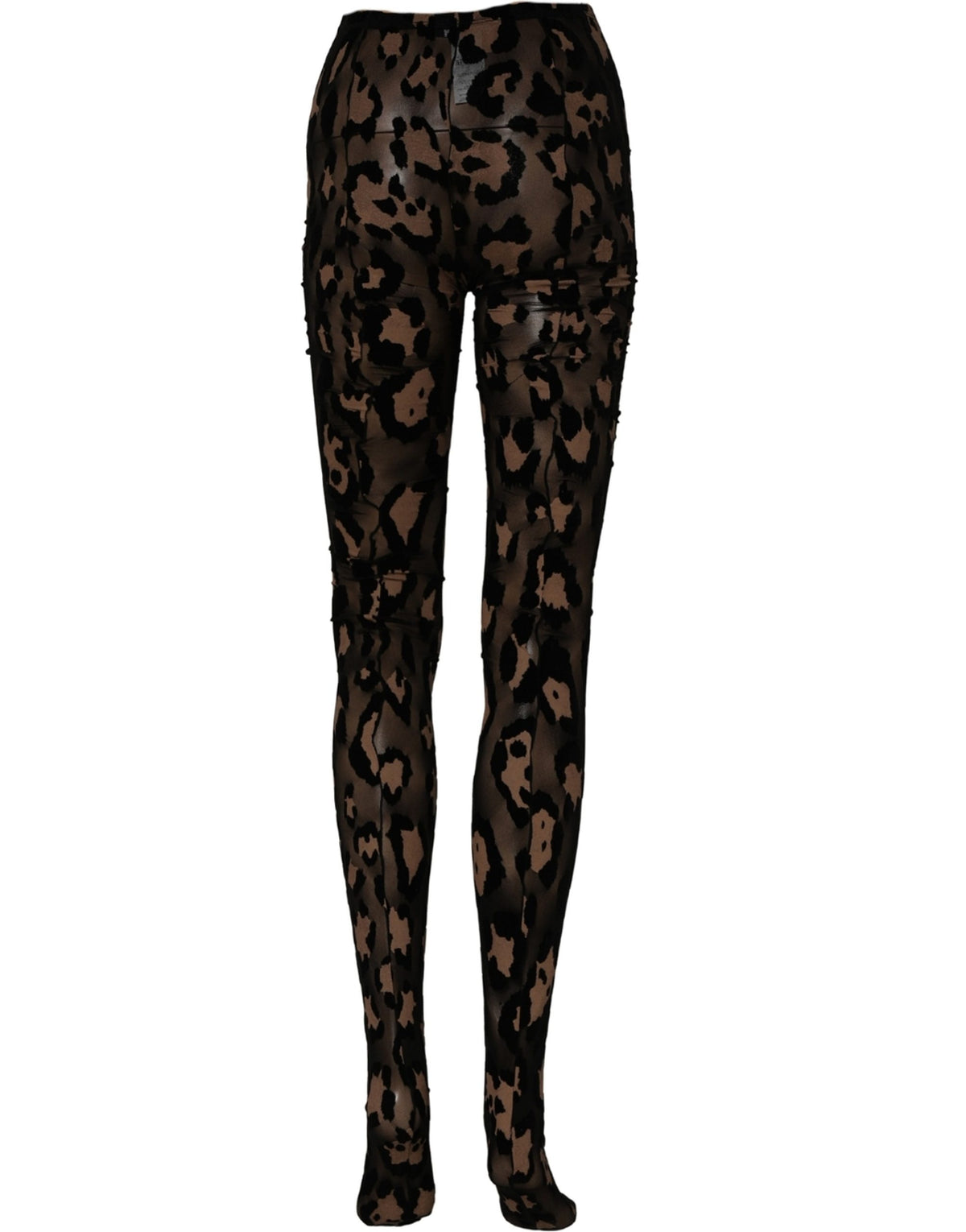 Collants bas chaussettes en nylon Dolce & Gabbana noirs à imprimé léopard