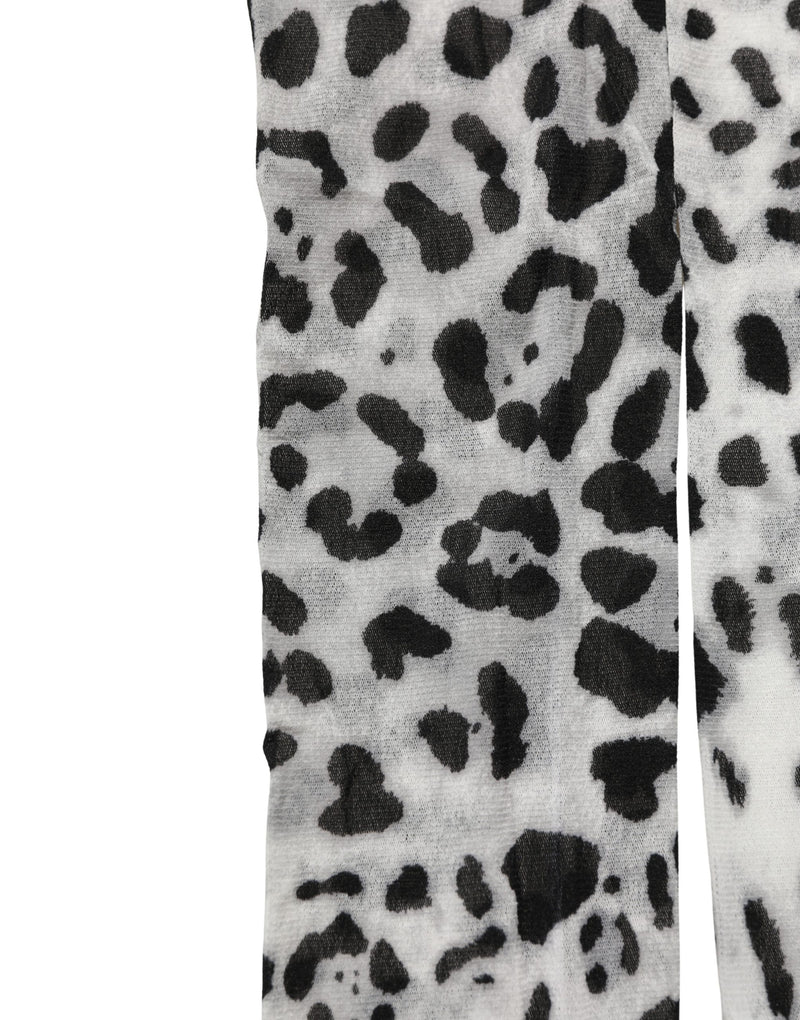 Dolce & Gabbana Gray Leopard Nylon Tights Stocking Pantyhose Socks